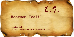 Beerman Teofil névjegykártya